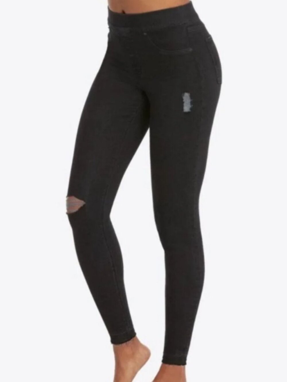 Spanx Distressed Knee Black Jean Jeggings Womens Shapewear 20213R Size M